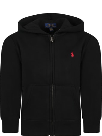 Ralph Lauren Black Sweatshirt For Kids With Pony Logo