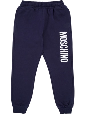 Moschino Blue Cotton Jogger With Logo Print