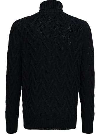 Tagliatore Woven Black Wool Sweater