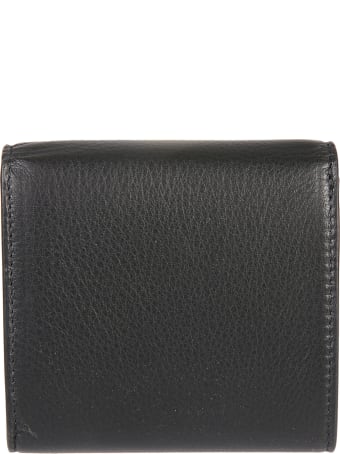 Balenciaga Grained Leather Flap Logo Wallet