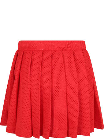 Raquette Red Shorts For Girl With White Logo