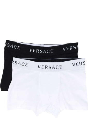 Versace Black And White Slips Set With Young Print