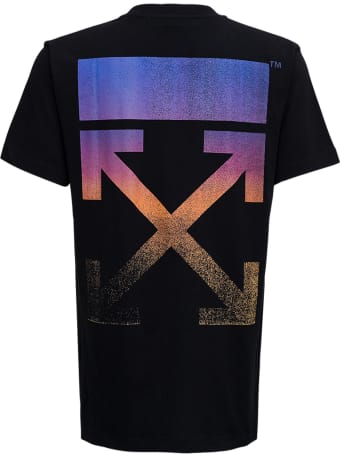 Off-White Black Cotton T-shirt With Arrow Degrade Print