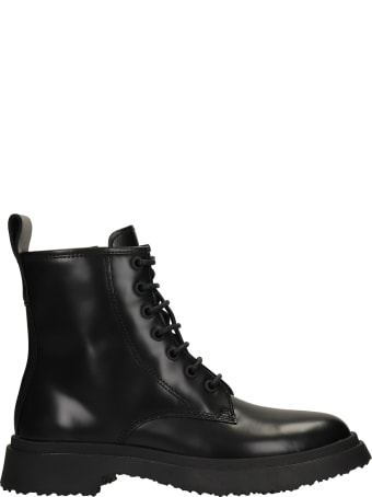 Camper Walden Combat Boots In Black Leather