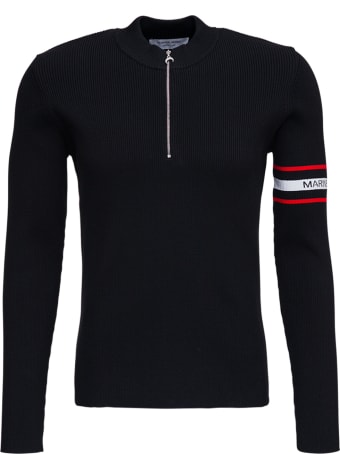 Marine Serre Black Lyocell Blend Sweater With Logo
