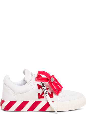 Off-White Low Vulcanized  White And Red Fabric Sneakers