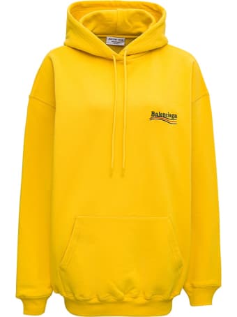 Balenciaga Yellow Cotton Hoodie With Logo
