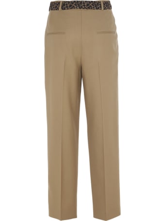 Saint Laurent Leopard Belt Straight Trousers