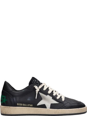 Golden Goose Ball Star Sneakers In Black Leather