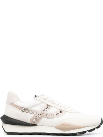 Ash Leather And Fabric Sneakers With Studs Detail