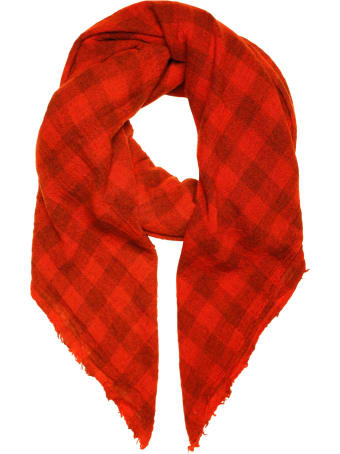 A Punto B Apuntob Orange Tartan Cashmere Scarf