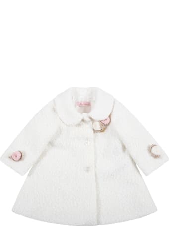 Blumarine White Coat For Baby Girl Witth Flowers