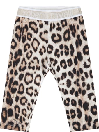 Roberto Cavalli Beige Leggings For Baby Girl