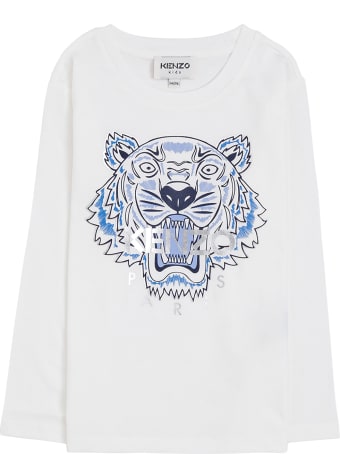 Kenzo Kids Long Sleeved T-shirt With Tiger Print