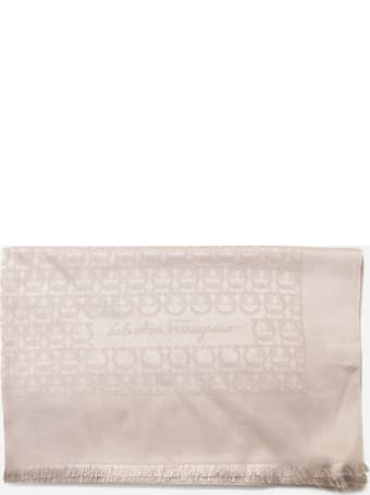 Salvatore Ferragamo Wool And Silk Scarf With All-over Gancini Print