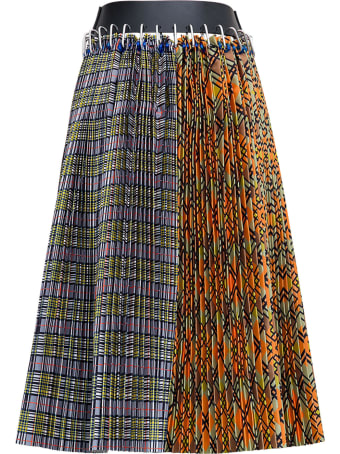 Chopova Lowena Split Plaid/argyle Skirt Black Belt