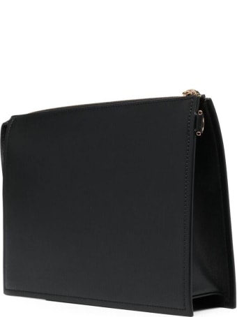 Versace Black Leather Handbag With Golden Metal Medusa Detail