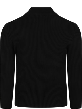 Balmain Black Turtleneck For Girl With Logo