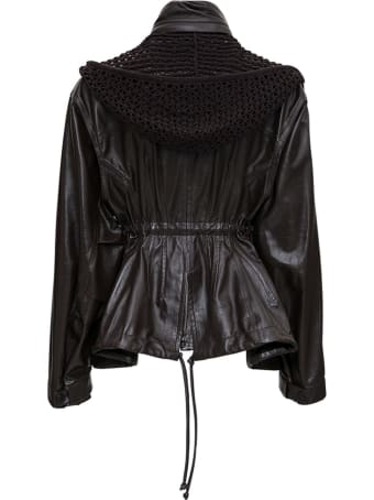 Bottega Veneta Brown Leather Jacket With Hourglass Line