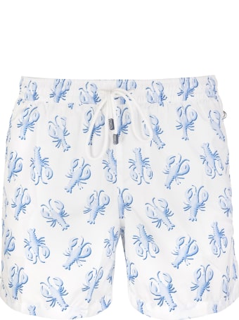 Fedeli White And Light Blue Lobster Madeira Man Swimsuit