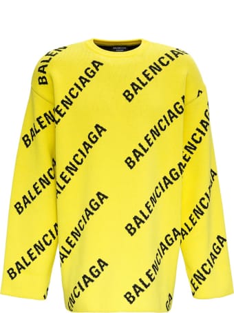 Balenciaga Cotton Sweater With Allover Logo