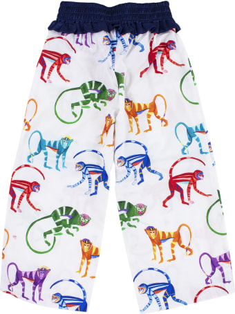 Stella Jean Girl's Pants In Cotton Printed With Monkeys