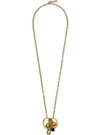 Alberta Ferretti Gold-colored Metal Necklace With Multicolor Crystals