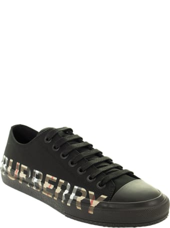 Burberry Larkhall M - Cotton Gabardine Trainer With Logo And Vintage Check Pattern