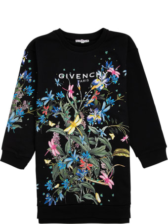 Givenchy Black Jersey Dress With Floral Logo Print