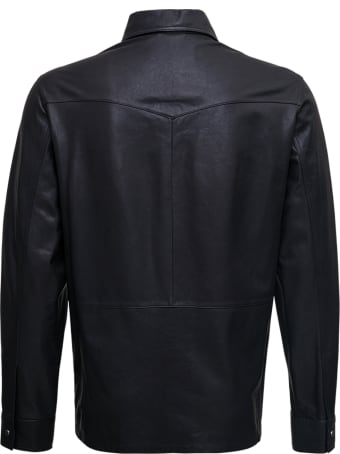 ARMA Black Leather Shirt With Pockets