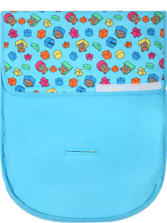 Moschino Light Blue Sleeping Bag For Babyboy With Teddy Bear