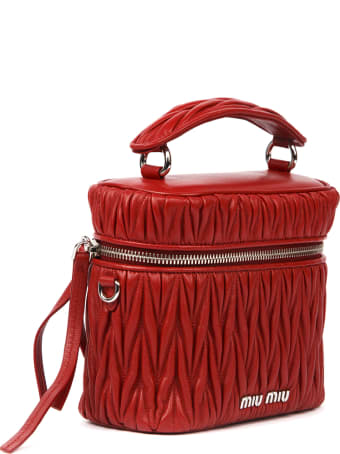 Miu Miu Red Handbag In Matelassé Effect Leather