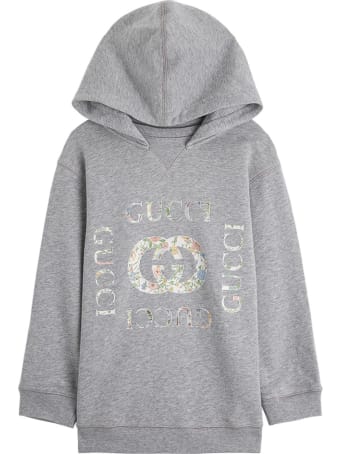 Gucci Cotton Hoodie With Floral Logo Print