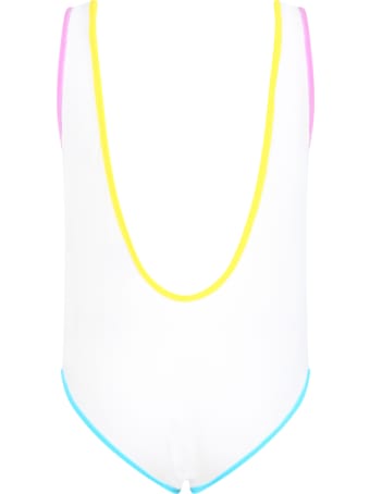 GCDS White Swimsuit For Girl With Logo