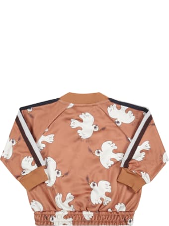 Mini Rodini Brown Sweatshirt For Babykids With White Doves