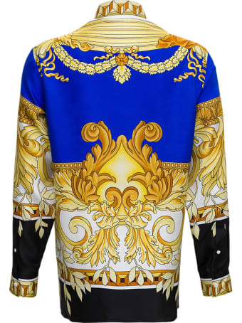 Versace Camicie Tessuto Twill Di Seta Stampa Medusa Renaissance
