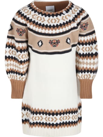 Burberry Multicolor Dress For Girl With Thomas Bears