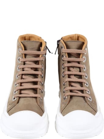 Gallucci Green Sneakers For Kids With White Sole