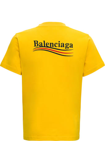 Balenciaga Organic Cotton Slim-fit Yellow T-shirt With Logo