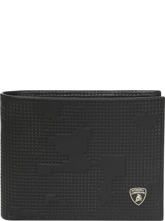 Automobili Lamborghini Wallet With Coin Compartment, In All-over Camouflage Textured Leather