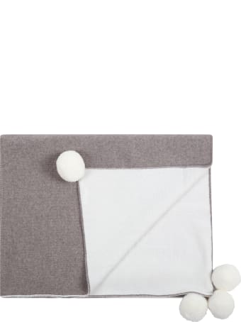 Little Bear Multicolor Blanket For Babykids With Pompoms