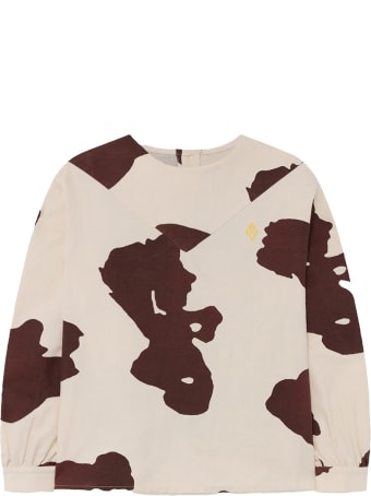 The Animals Observatory Ivory Shirt For Girl With Yellow Logo