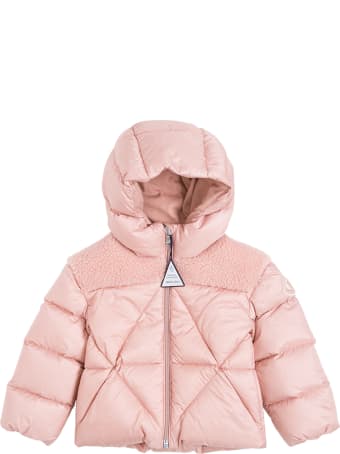 Moncler Pink Arabette Nylon Down Jacket With Teddy Insert