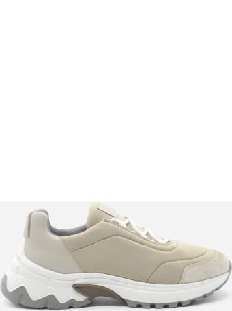 Eleventy Leather Sneakers With Contrasting Inserts