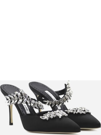 Manolo Blahnik Lurum Décolleté In Silk Embellished With Crystals