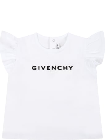 Givenchy White T-shirt For Baby Girl With Logo
