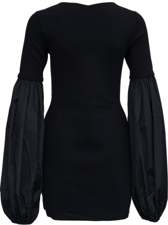 Patou Black Wool Dress With Balloon Sleeves