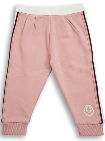 Moncler Pink Cotton Jogger With Logo Patch
