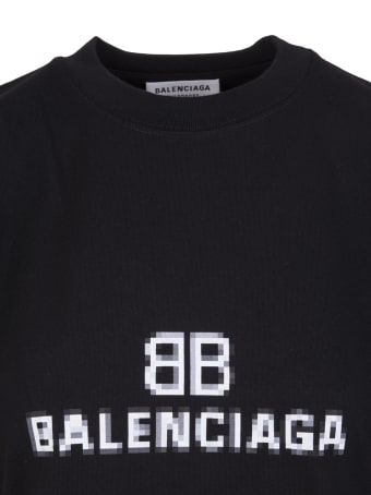Balenciaga Woman Black Medium Fit Bb Pixel T-shirt