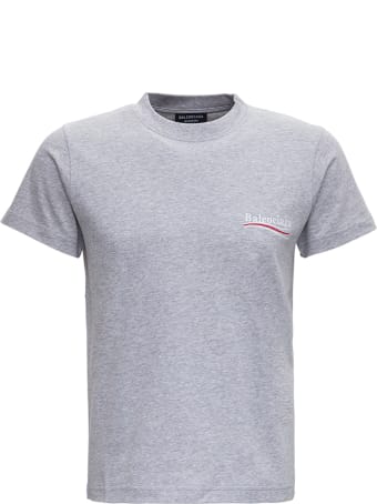 Balenciaga Grey Cotton T-shirt With Logo Print